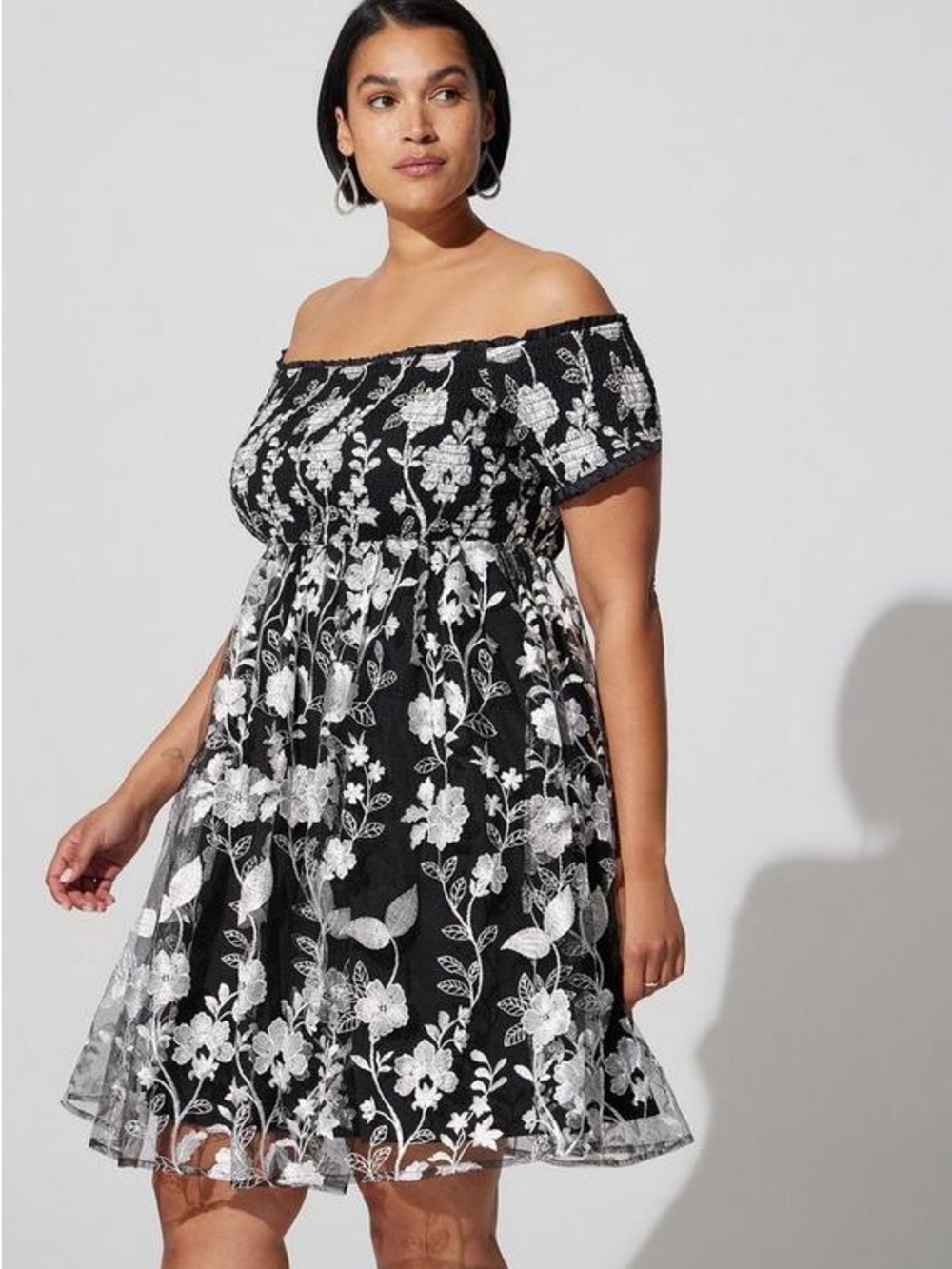 NEW! torrid Mini Lace Smocked Off-Shoulder Dress. 1X. - Picture 4 of 13